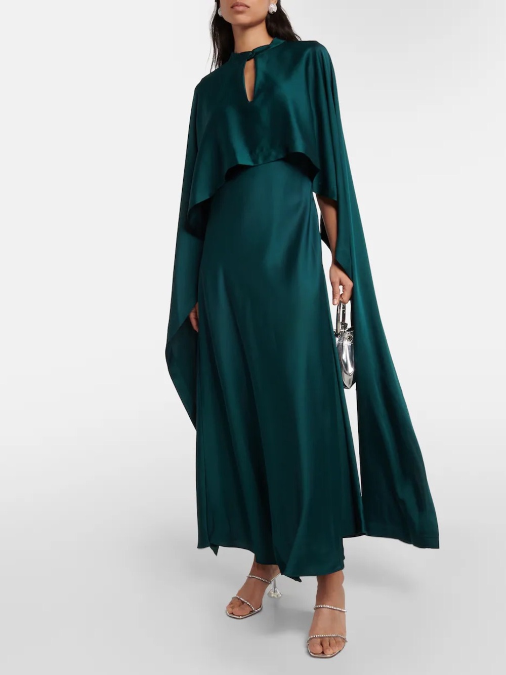 NWT Simkhai Amory Cape Long Maxi Formal Gown Emerald Green Women’s Size 6